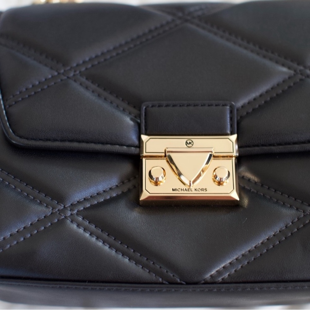 MICHAEL KORS SERENA MEDIUM FLAP SHOULDER CROSSBODY BLACK - Picture 5 of 11
